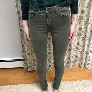 Khaki green skinny jeans